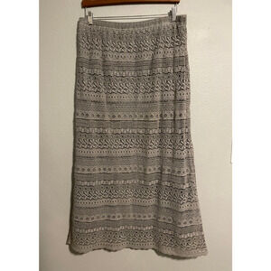 Sahalie Womens Maxi Skirt Large Gray Crochet Pull On Stretch Fairy Grunge Boho